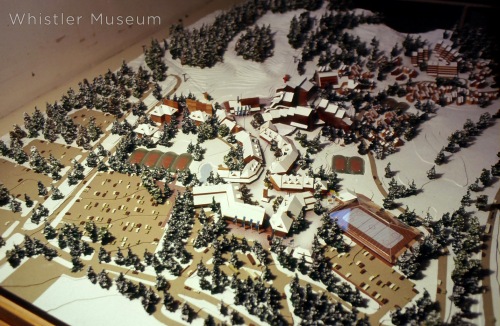 This amazing scale model was produced to help visualize and plan the village before building. Note the planned hockey arena that instead ended up being the Conference Centre.